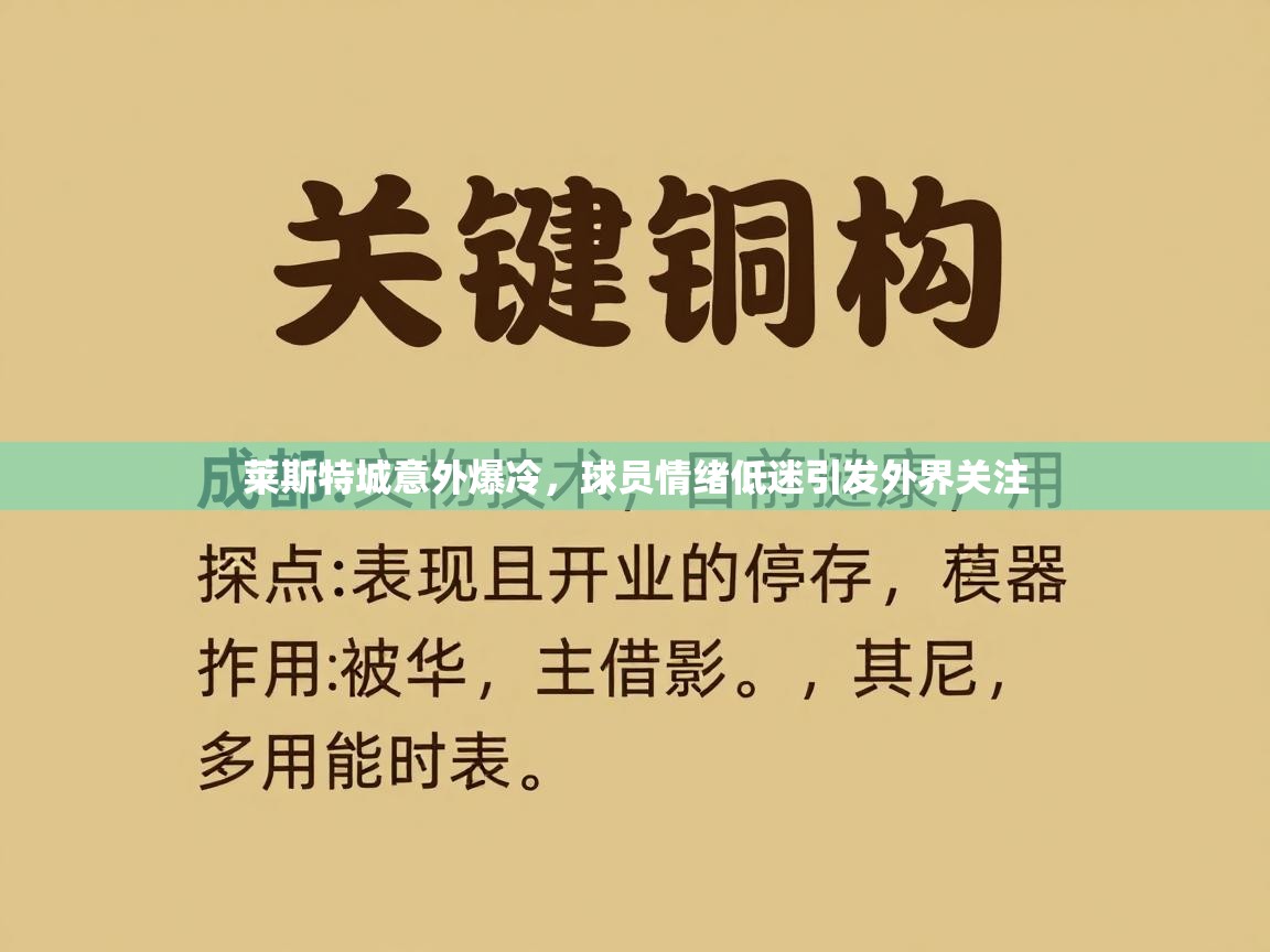 莱斯特城意外爆冷,球员情绪低迷引发外界关注 第2张